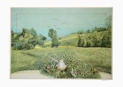 Natural Oasis – Lithographie auf Silberpapier von G. Giannini – Natural Oasis – 1980