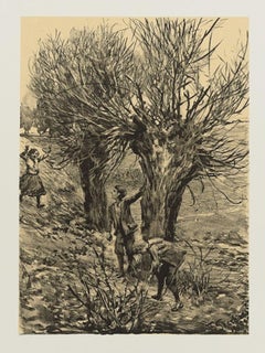 Spielende Kinder - Original Lithograph by Franz Skarbina - 1905