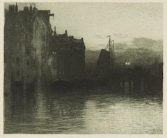 Gravure d'origine de Dordrecht par Hans Herrmann - 1904/5