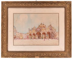 View of Piazza San Marco, Venice - Original Watercolor by N. Cipriani
