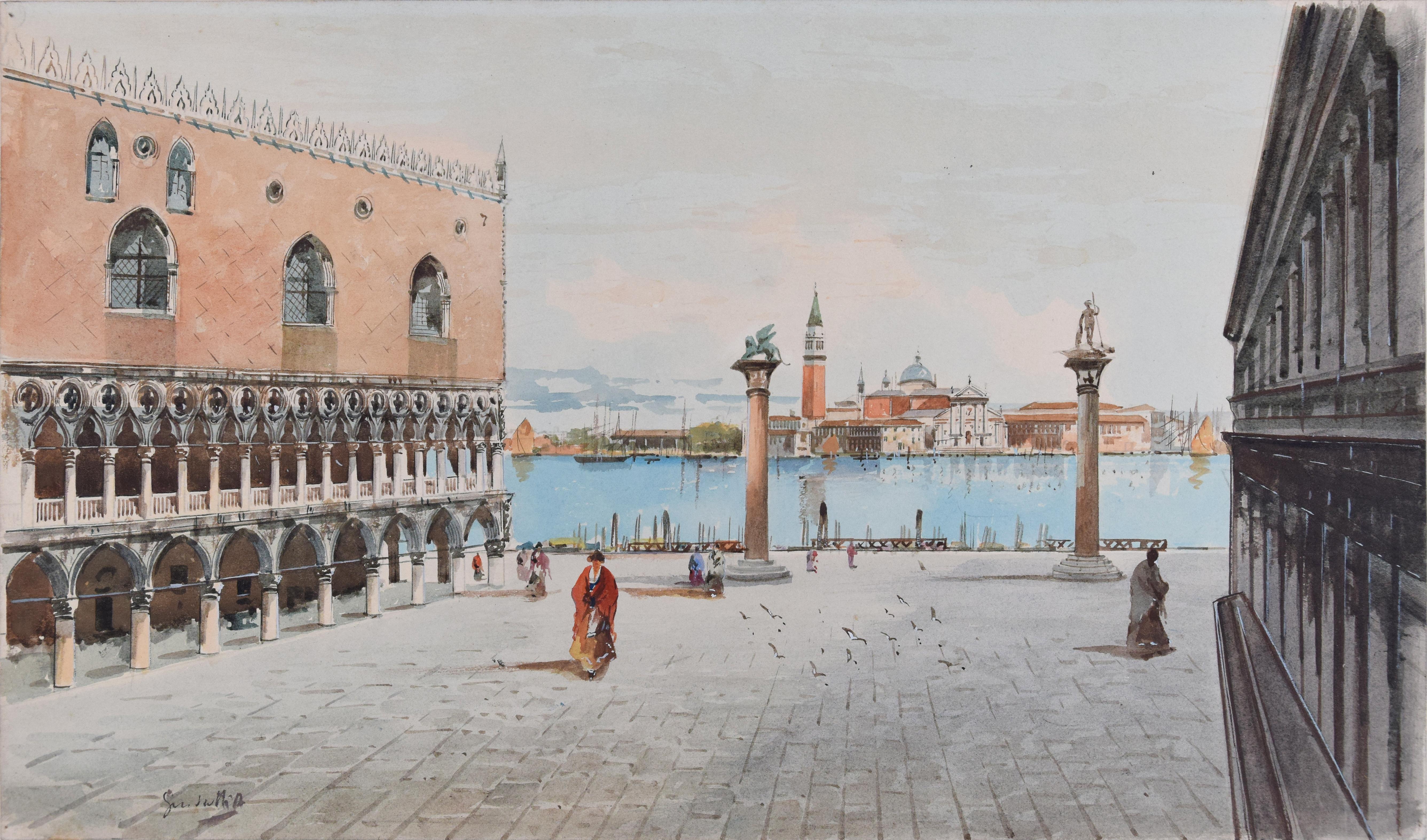 Venice, Piazza San Marco - Original Watercolor by A. Guidotti