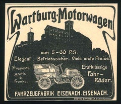 Wartburg Car Advertising - Original Vintage Advertising on Paper - End of 1800