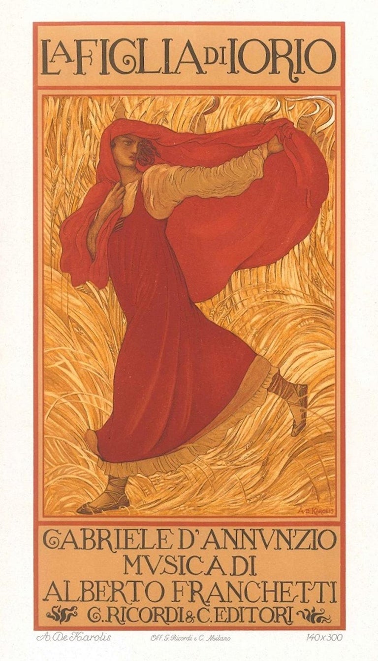 Adolfo de Carolis La Figlia di Iorio Original Color Lithograph by A
