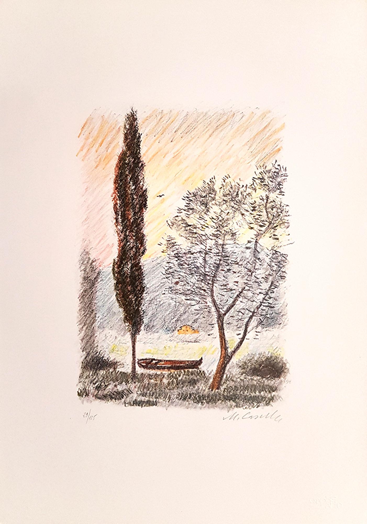 Landscapes - Six Lithographs by Michele Cascella - 1979 For Sale 2