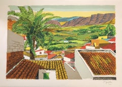 Roofs in Palermo - Original Lithograph by Renzo Meschis - 1989