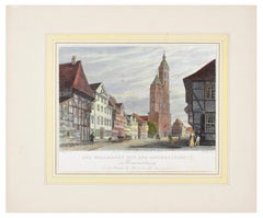 Der Wollmarkt mit der Andreaskirche - Acquaforte originale di C.L. Frommel
