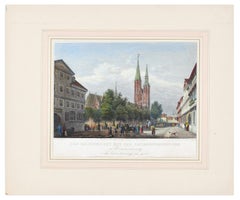 Der Hagenmarkt mit der Kathedrale von Kathedralein – Original-Radierung von J. Poppel