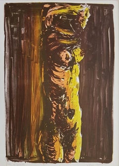 Brown Nude - Original Lithograph by Vittorio Tavernari - 1967