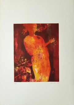 Female Silouhette - Original Etching by Nino Cordio - 1969