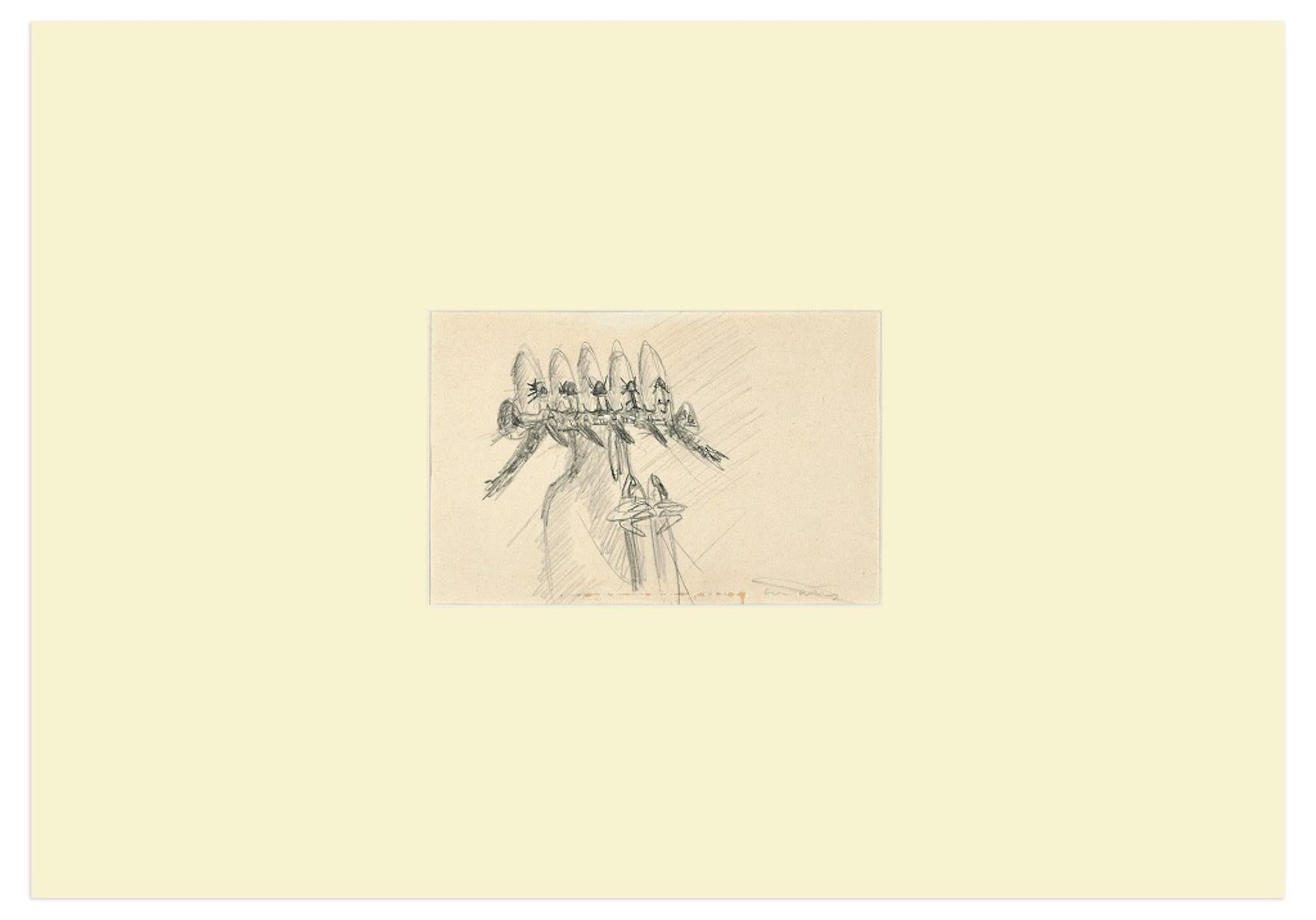 Senza titolo - Primo disegno surrealista a matita di Roberto Matta - Anni '50 in vendita 1