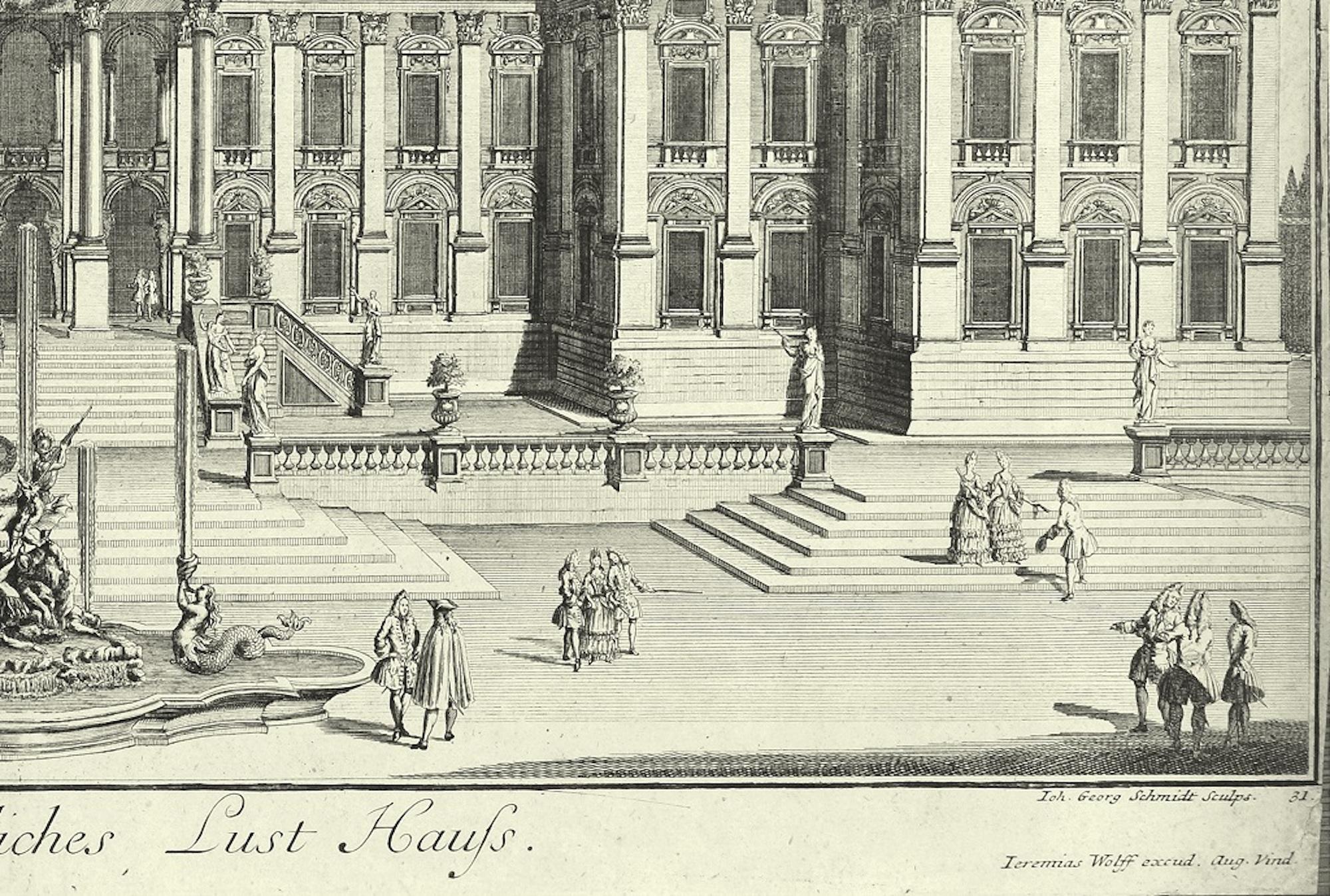 Zweytes Konigliches Lust Haufs - Original Etching After Paul Decker - Early 1700 - Print by Georg Schmidt