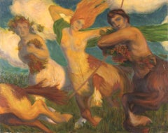 Mythology - Grape Thieves - Original Oil on Canvas by Emilio Sobrero - 1913