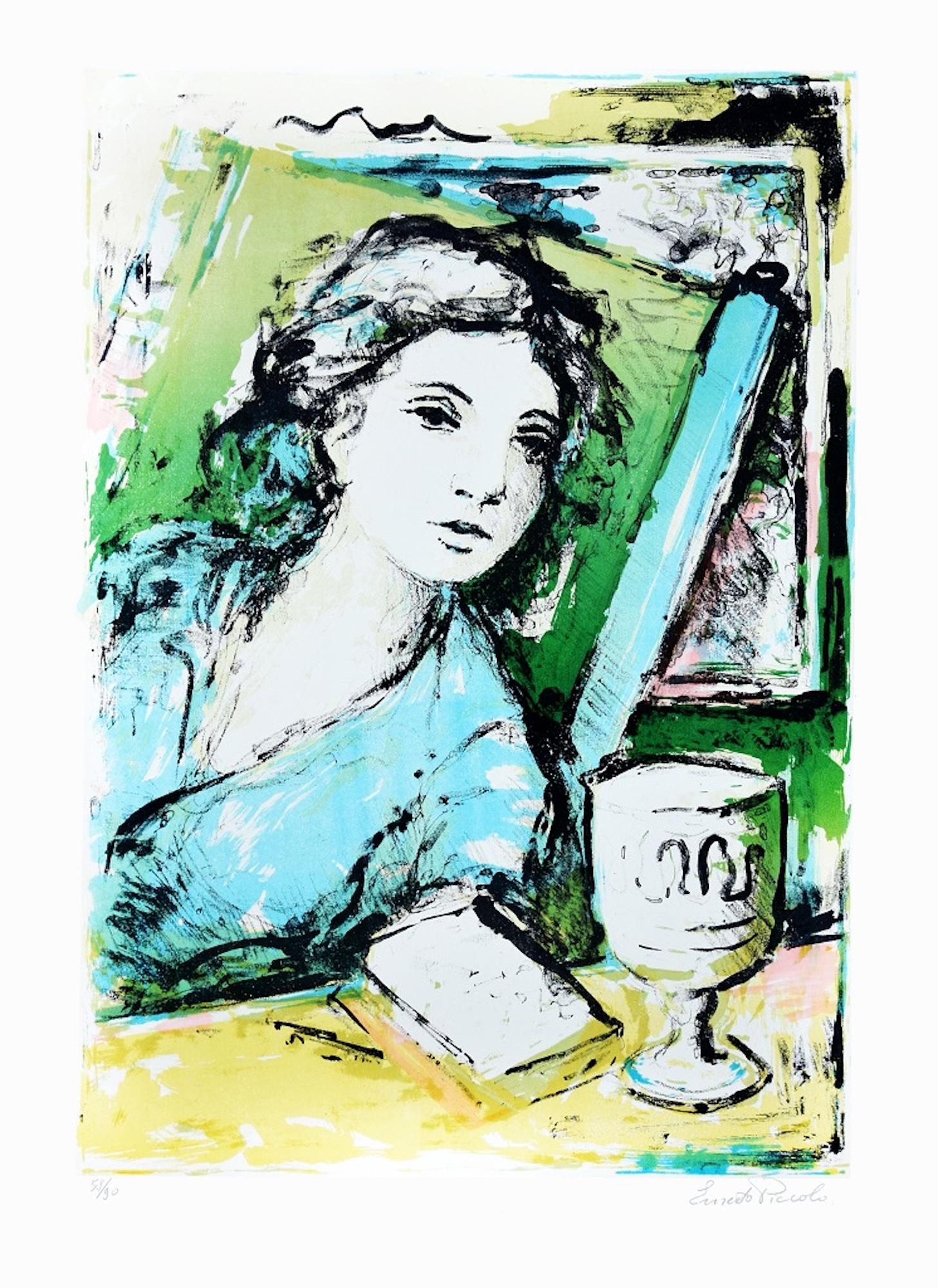 Woman - Original Lithographie von Ernesto Piccolo - 1980er Jahre