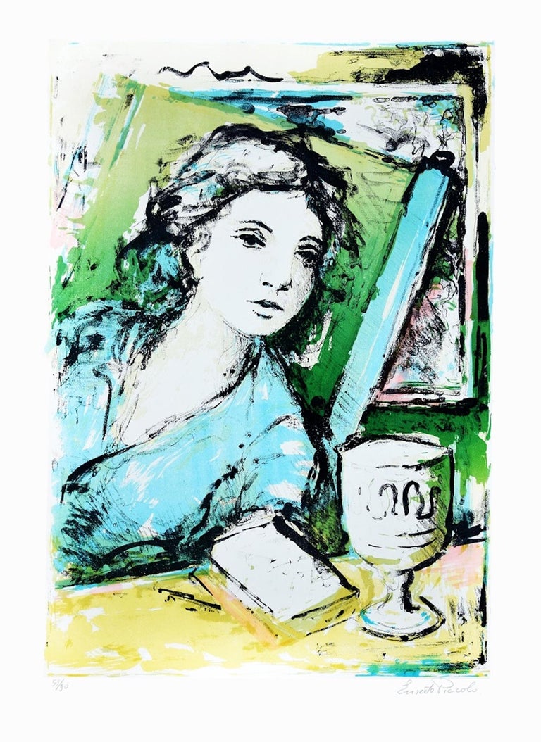 Ernesto Piccolo Woman Original Lithograph by Ernesto Piccolo