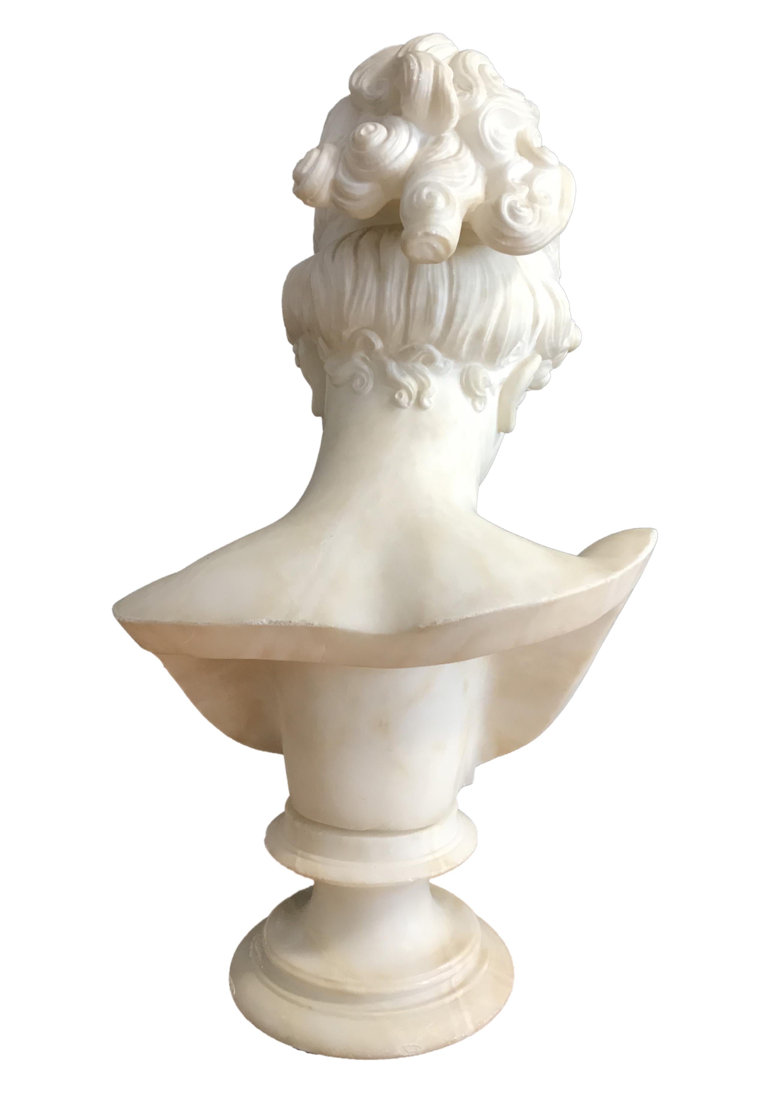 Bust of Young Woman, Original Carrara Marble Sculpture 6