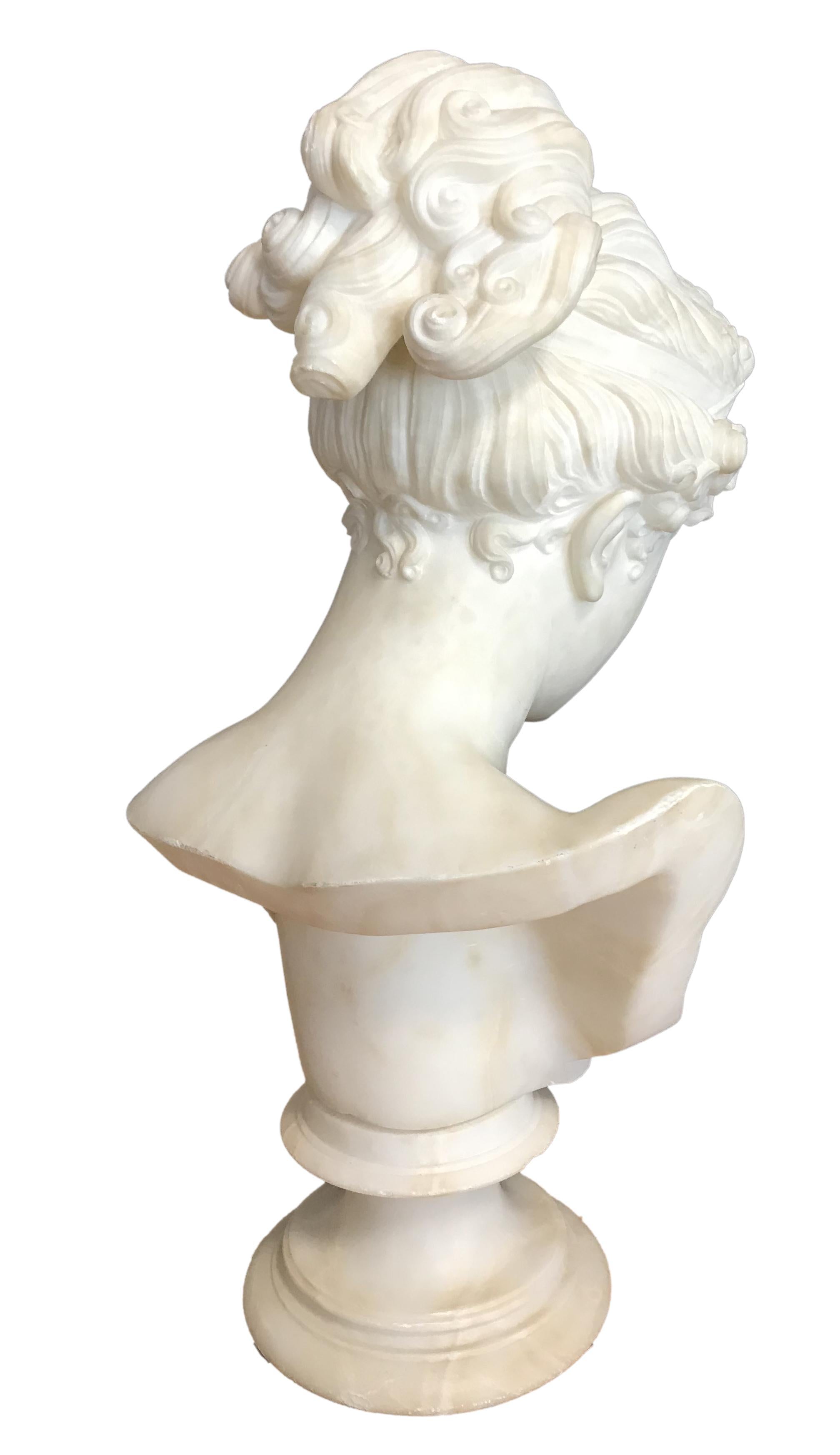 Bust of Young Woman, Original Carrara Marble Sculpture 6