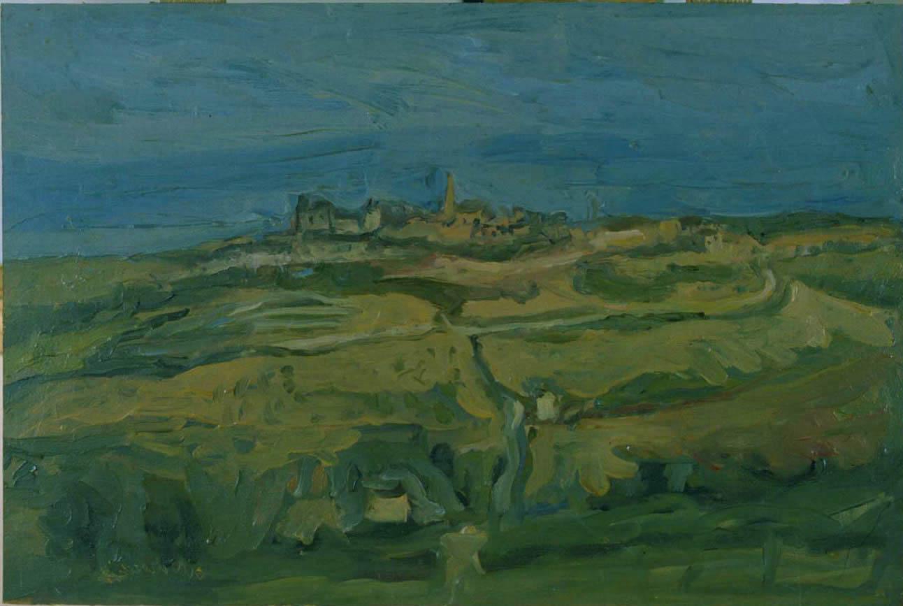 Arnoldo Ciarrocchi Figurative Painting - Marche Landscape - Oil on Canvas by A. Ciarrocchi - 1950 ca.