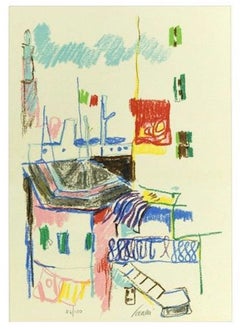 Casetta Con tricolore - Original Lithograph by Enrico Paulucci - 1973