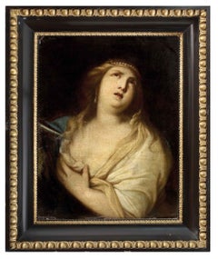 The Suicide of Lucrezia - Original Oil Paint by Giacomo Farelli - Late 1600