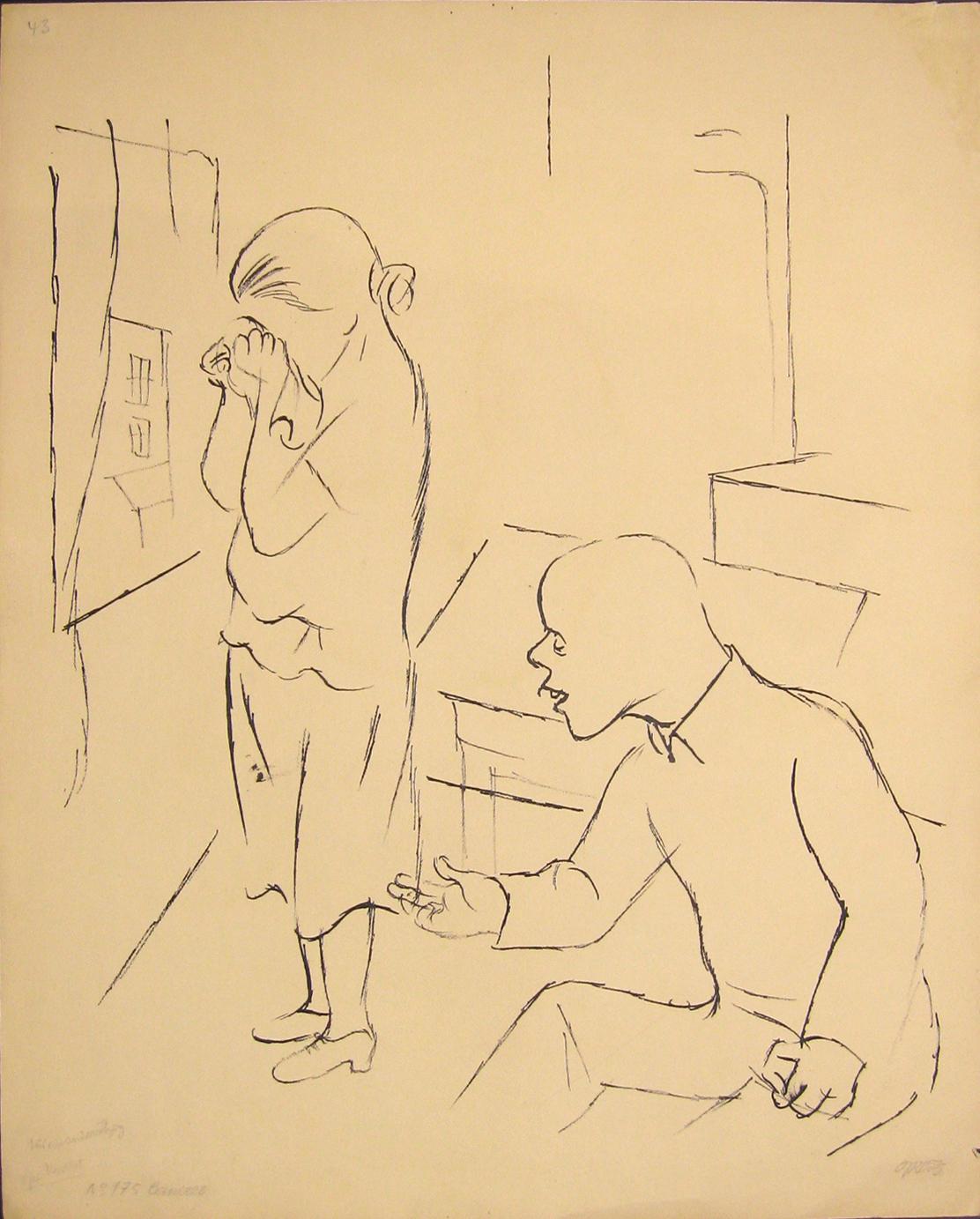 Without Results - China Ink Drawing on Paper by G. Grosz - 1925