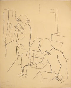 Chinesische Tintezeichnung auf Papier von G. Grosz, ohne Ergebnisse, 1925