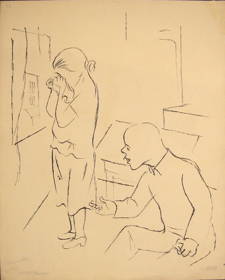 George Grosz Interior Art - Without Results - China Ink Drawing on Paper by G. Grosz - 1925