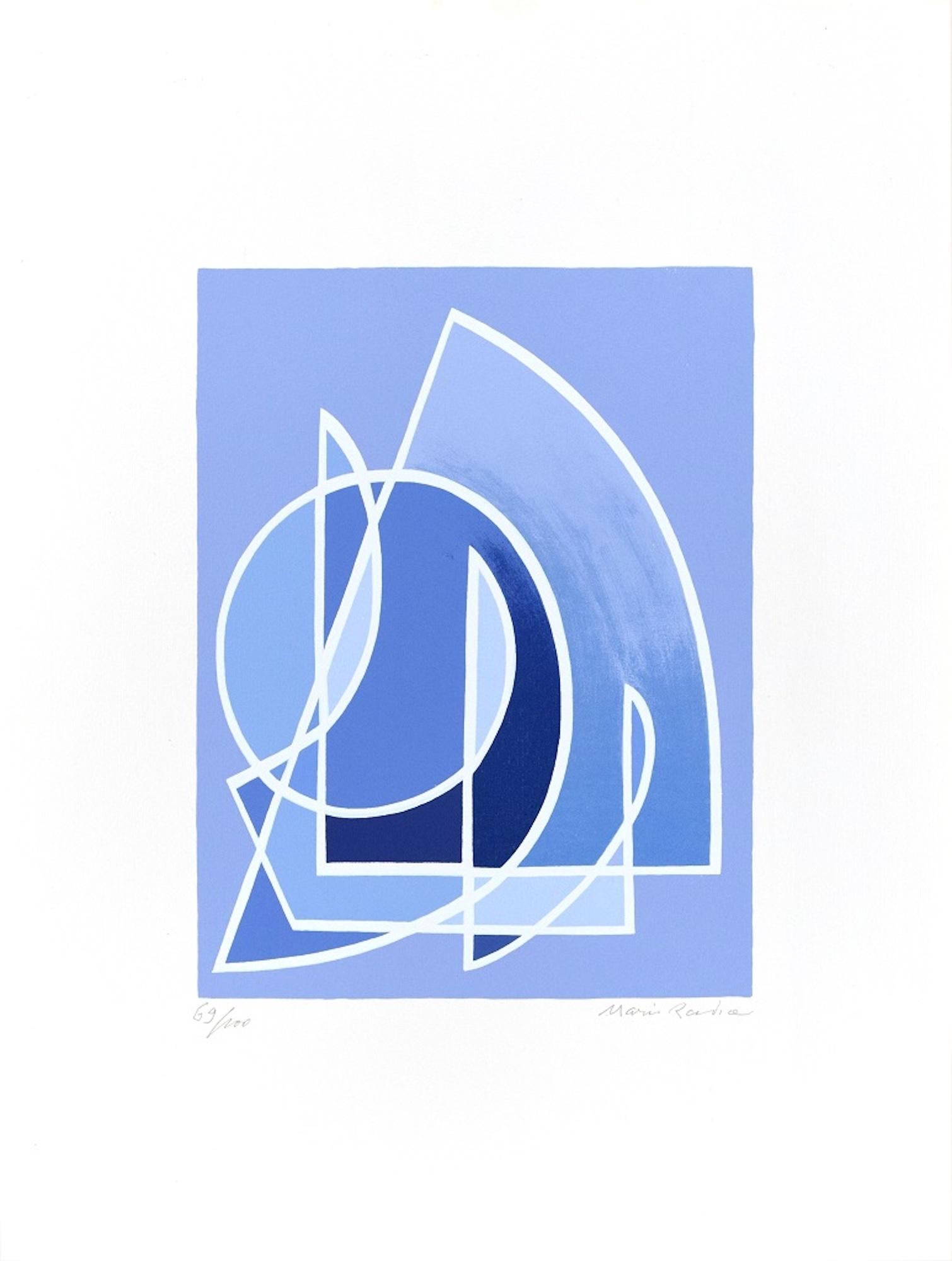 Image dimensions: 25.3 x 19.3 cm.

La Morte degli amanti is a wonderful colored serigraph on paper, realized by the Italian artist, Mario Radice and published in 1964 by La Nuova Foglio. hand-signed and Numbered in pencil on lower margin. Edition of