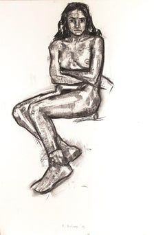 Seated Woman - Charcoal Drawing by Bernardo Siciliano - 1993