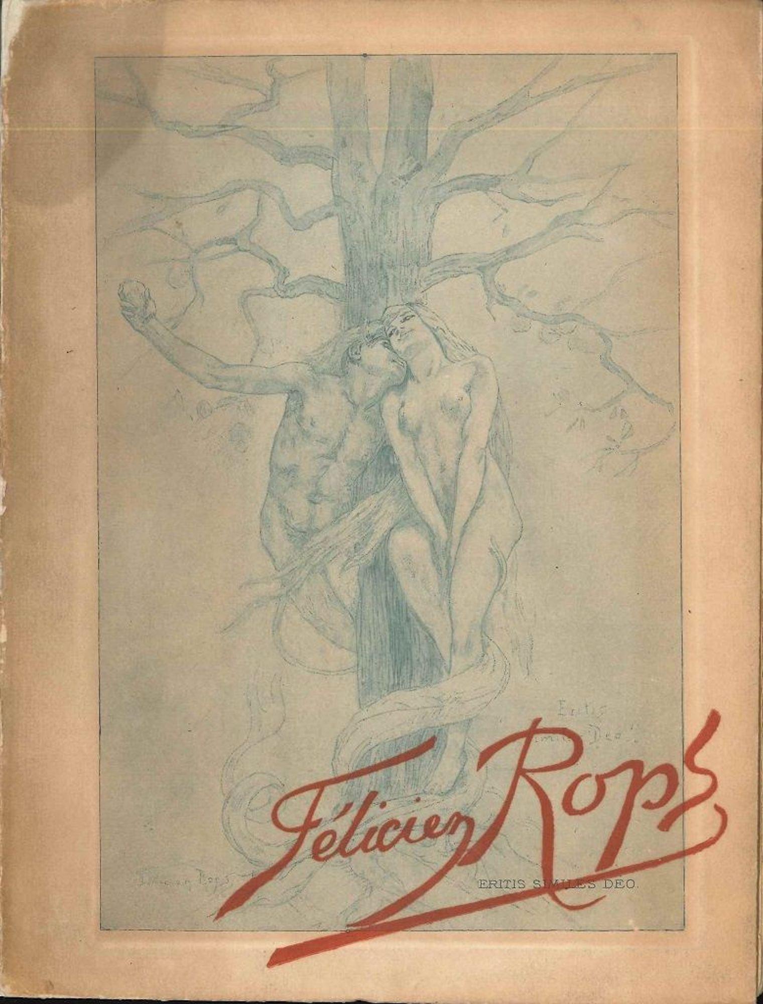 Félicien Rops - Rare Vintage Book - 1905 - Art by Erastène Ramiro