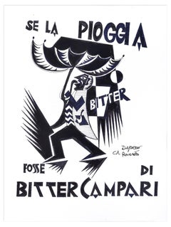 Se La Pioggia Fosse Di Bitter Campari - Original Ink Drawing After F. Depero