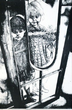 Children - Original Lithograph by G. De Stefano - 1970 ca.