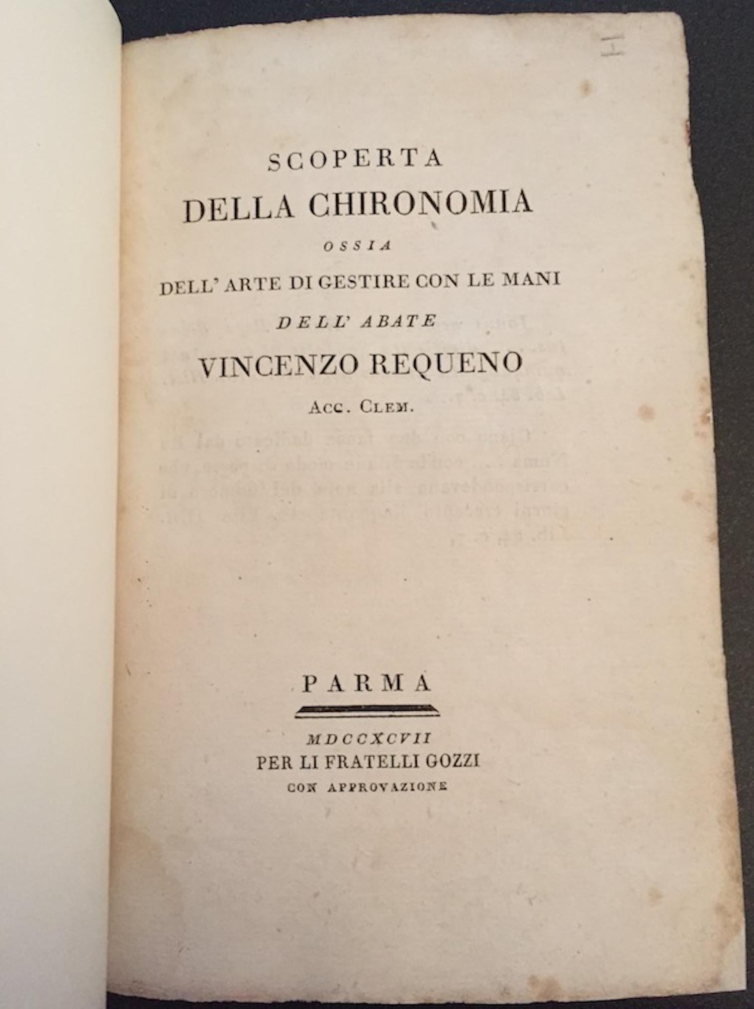 Scoperta della Chironimia ossia dell'arte di gestire con les mains... - 1797 en vente 2