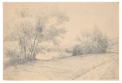 River Bank - Pencil and Charcoal Drawing by Emile-Louis Minet - 1907