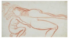 Studies for a Female Nude - Original Pastel Drawing by P. Andrieu - Late 1800