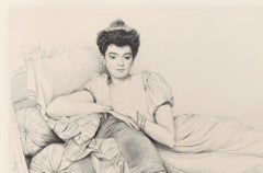 Portrait of Noblewoman - Etching by J. Coraboeuf - Early 20th Century