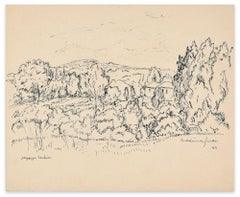 Paysage Vandien - China Ink Drawing by M. Juan - 1943