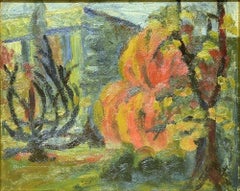 The Farmhouse - Original Tempera on Panel by M. Gilly - Mid 20th Century
