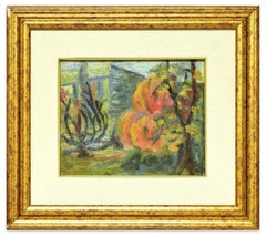 The Farmhouse - Original Tempera on Panel by M. Gilly - Mid 20th Century