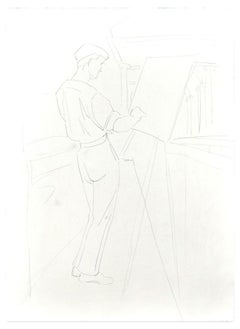 Painter - Original Pencil Drawing by 20th Century French Artist