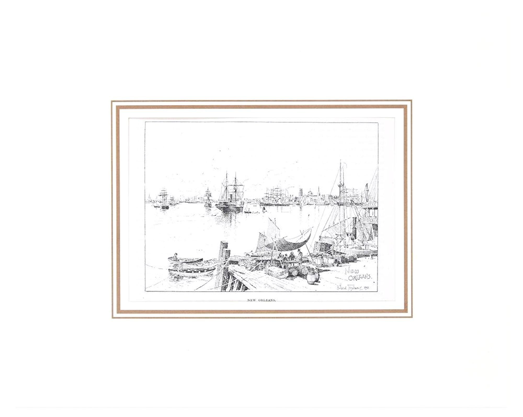Port of New Orleans - Original Lithograph by J.H. Tringham - 1890 - Print by Joseph Holland Tringham