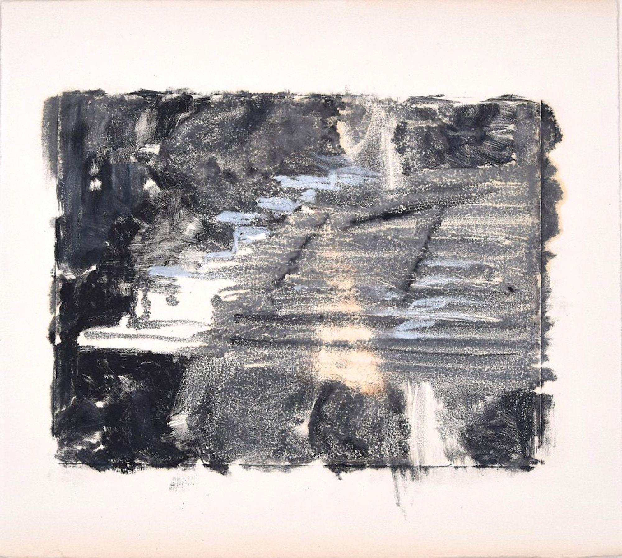 Abstrakte Form – Original Tempera auf Papier von D. Bonvallet Philippon 