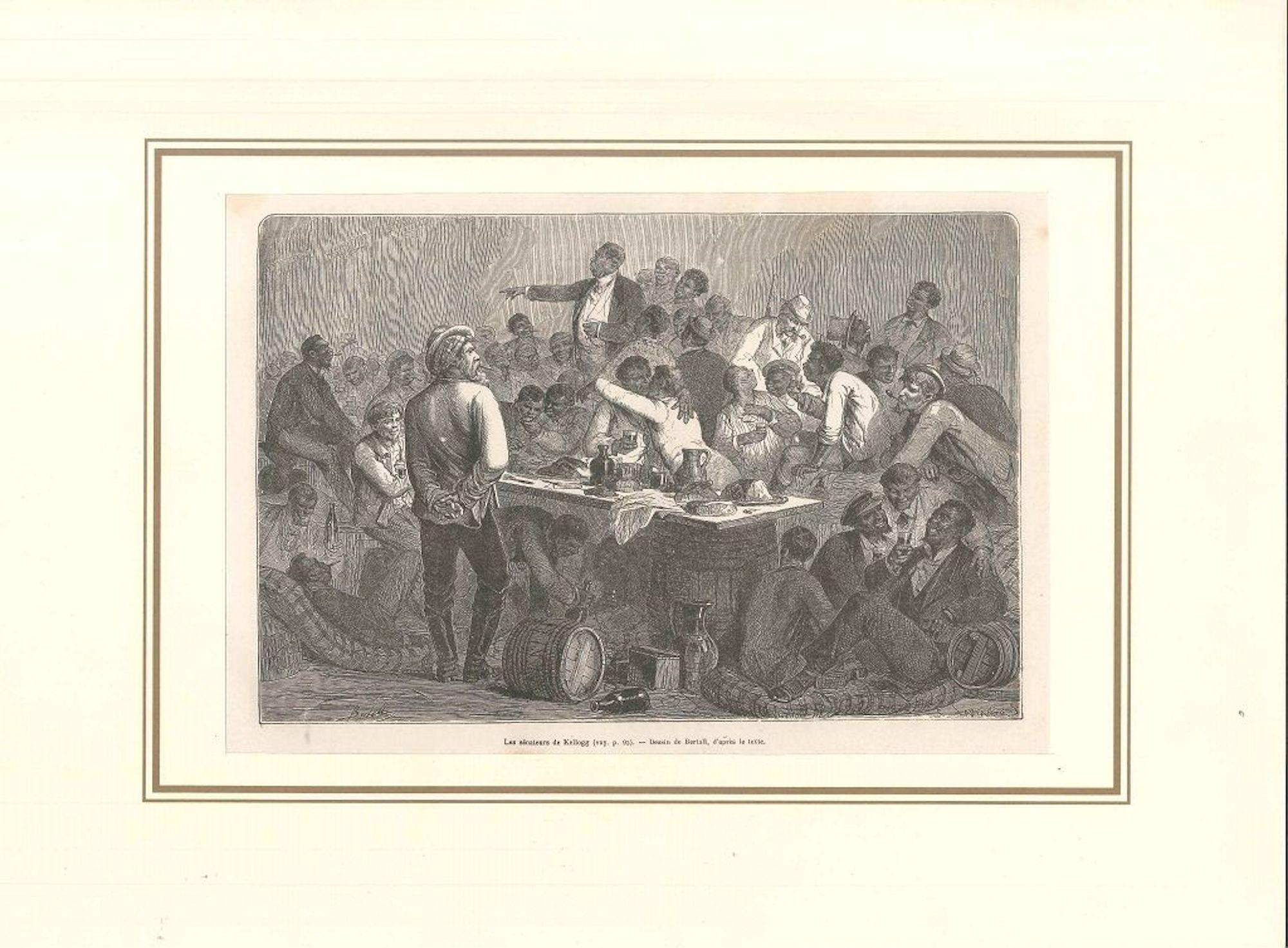 Les Sénateurs de Kellogg - Impression originale sur bois d'après Bertall - années 1880 - Print de Charles Laplante