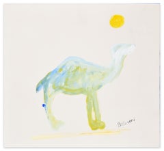 Retro Camel - Oil on Cardboard by Lillo Bartoloni - 1974