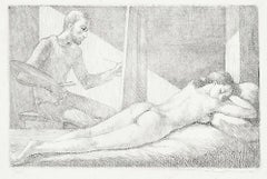 Artist and Model -  Original Etching by G. Girardi