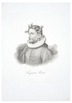 Torquato Tasso - Black and White Etching by G. Marcucci - Mid 19th Century