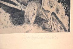 „Krieg in Belgien“ – Kohlezeichnung auf getöntem Papier, signiert, 1940