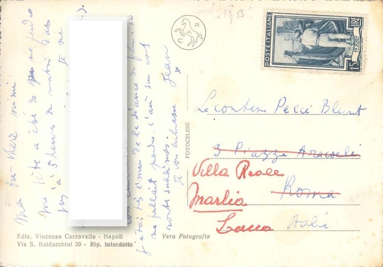 Cocteau's Authgraphed Postcard - 1953 ca. - Art by Jean Cocteau