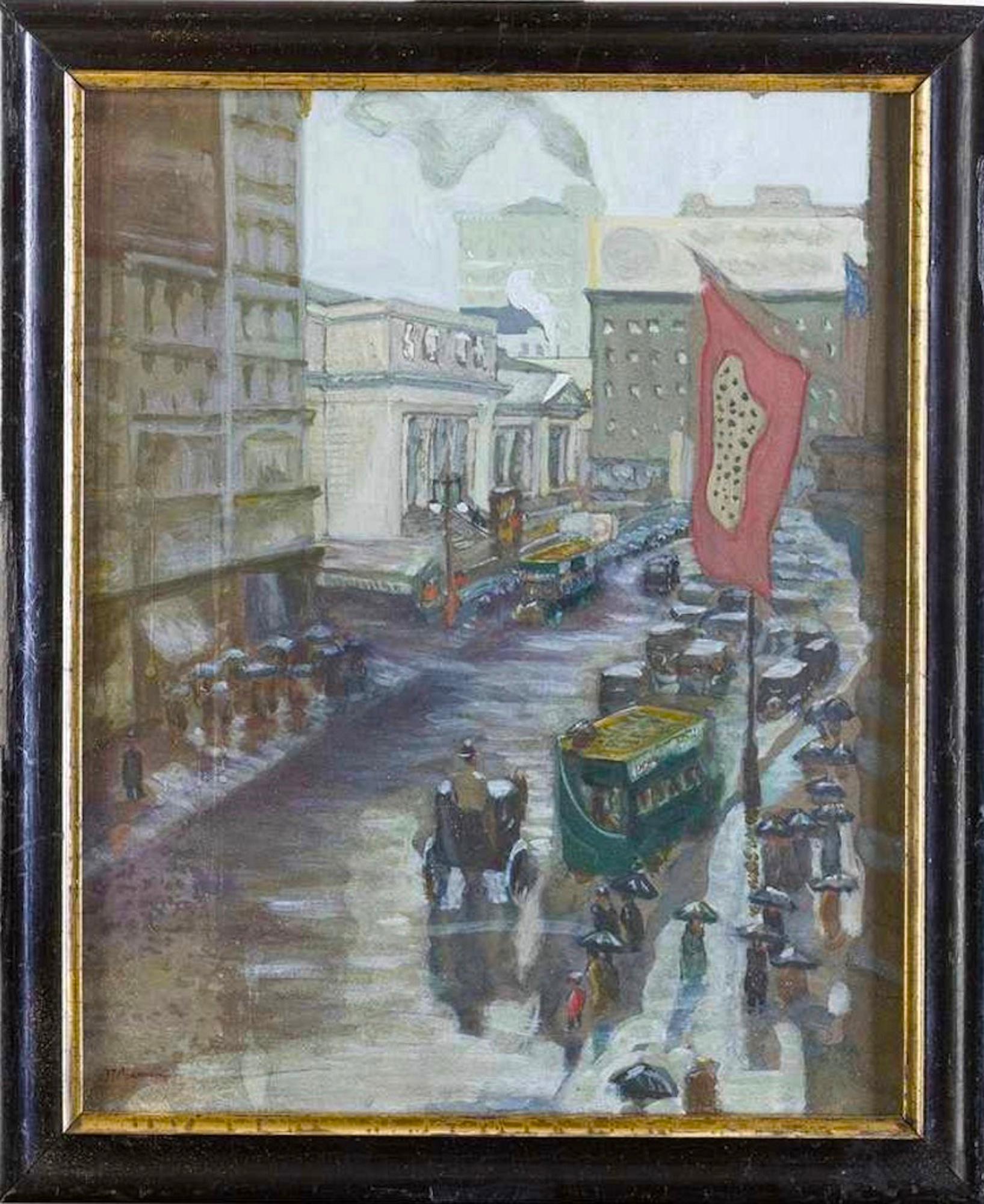 New York - Early 20th Century Fifth Avenue - Original Watercolor Early 1900