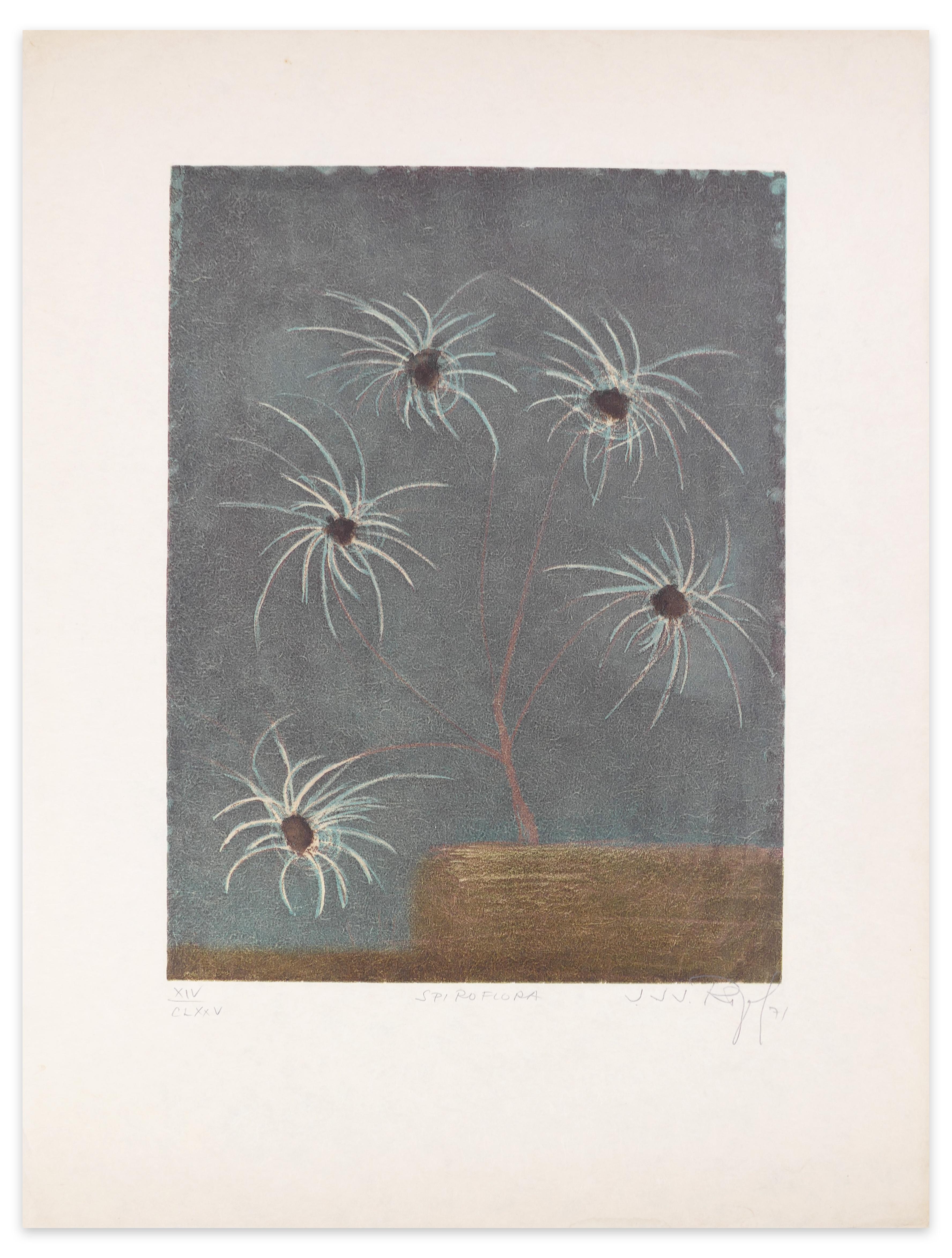 Jacques Joachim Jean Rigal Figurative Print - Spiroflora - Original Etching and Aquatint by J.J.J. Rigal - 1971