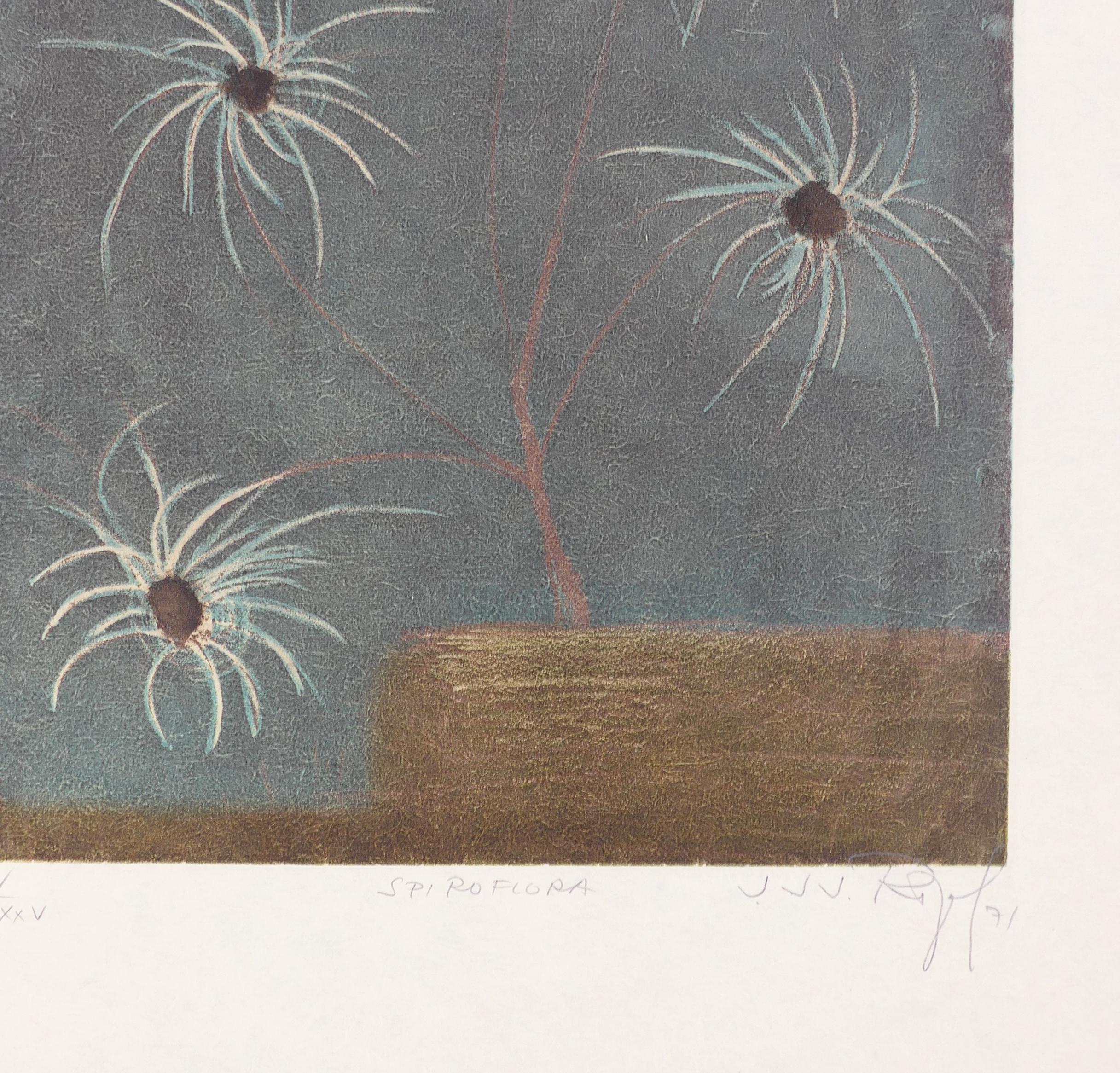 Spiroflora - Original Etching and Aquatint by J.J.J. Rigal - 1971 - Print by Jacques Joachim Jean Rigal